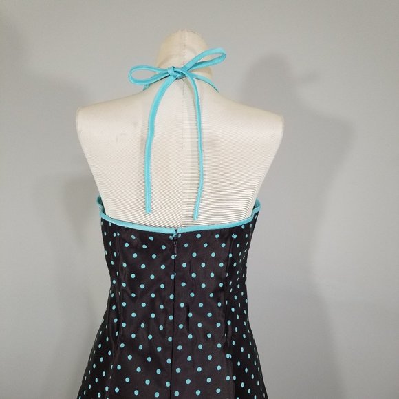 Vintage Gunne Sax Jessica McCLintock Halter Dress 7 Polka Dot Party Rockabilly - Picture 7 of 16